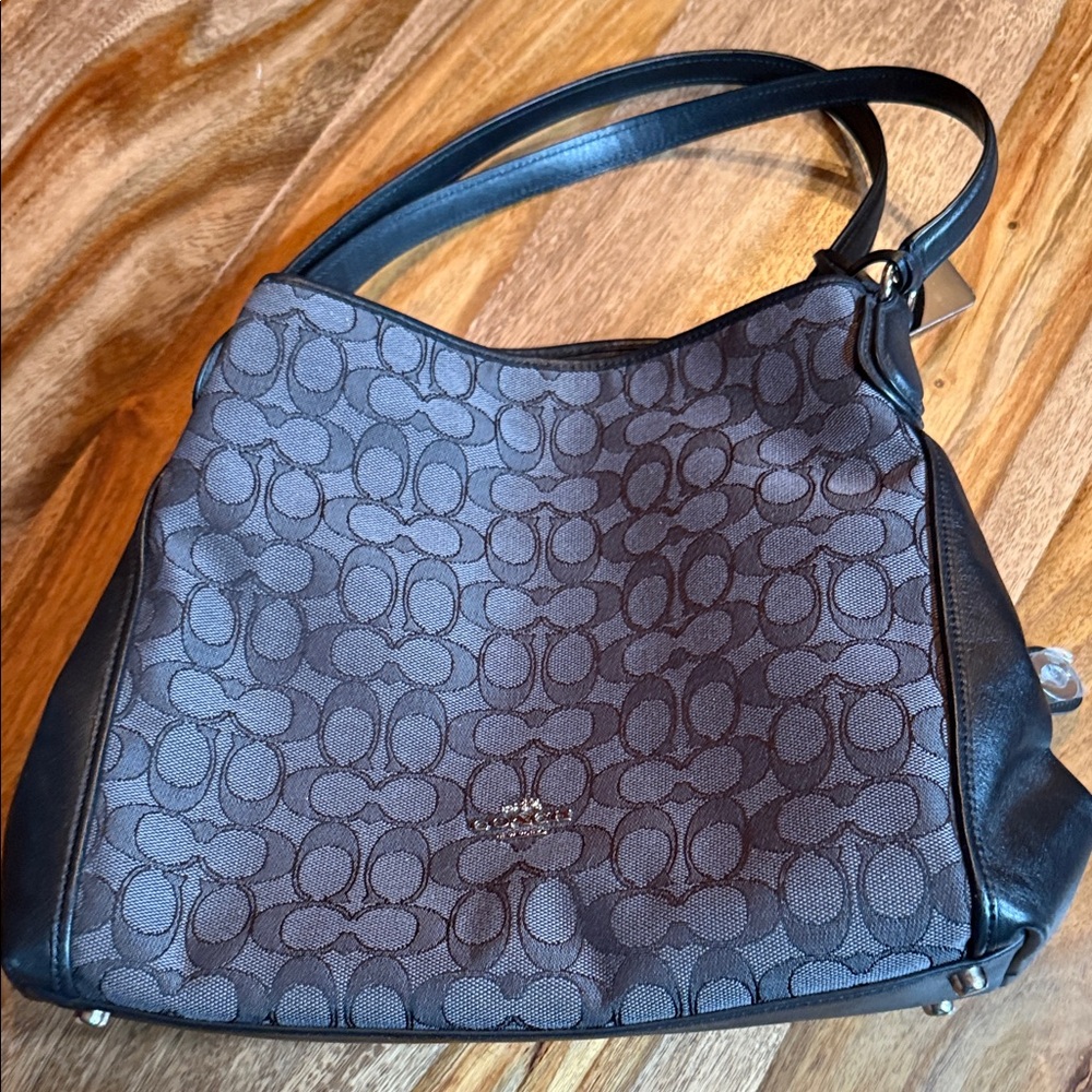 Coach Black and Brown Signature Shoulder Bag